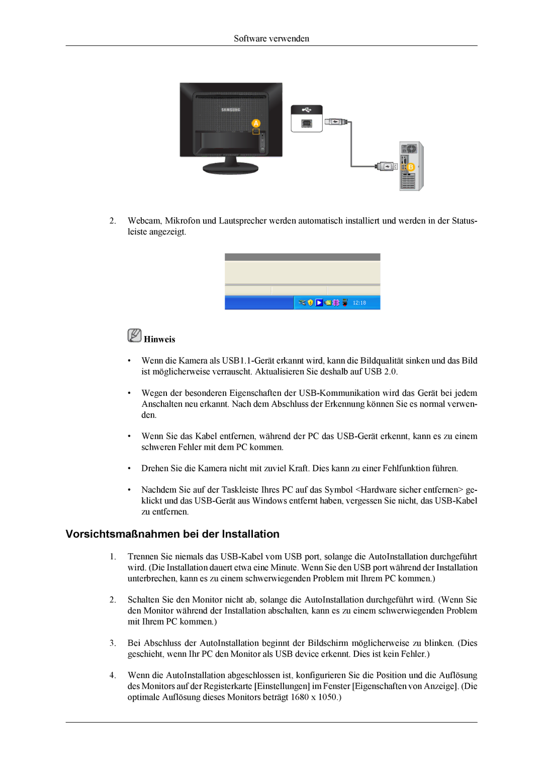 Samsung LS22LDPJFV/EN manual Vorsichtsmaßnahmen bei der Installation 