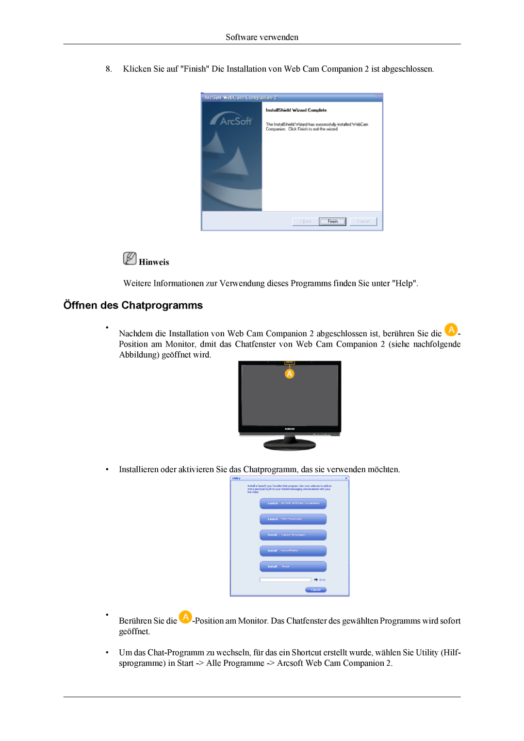 Samsung LS22LDPJFV/EN manual Öffnen des Chatprogramms 