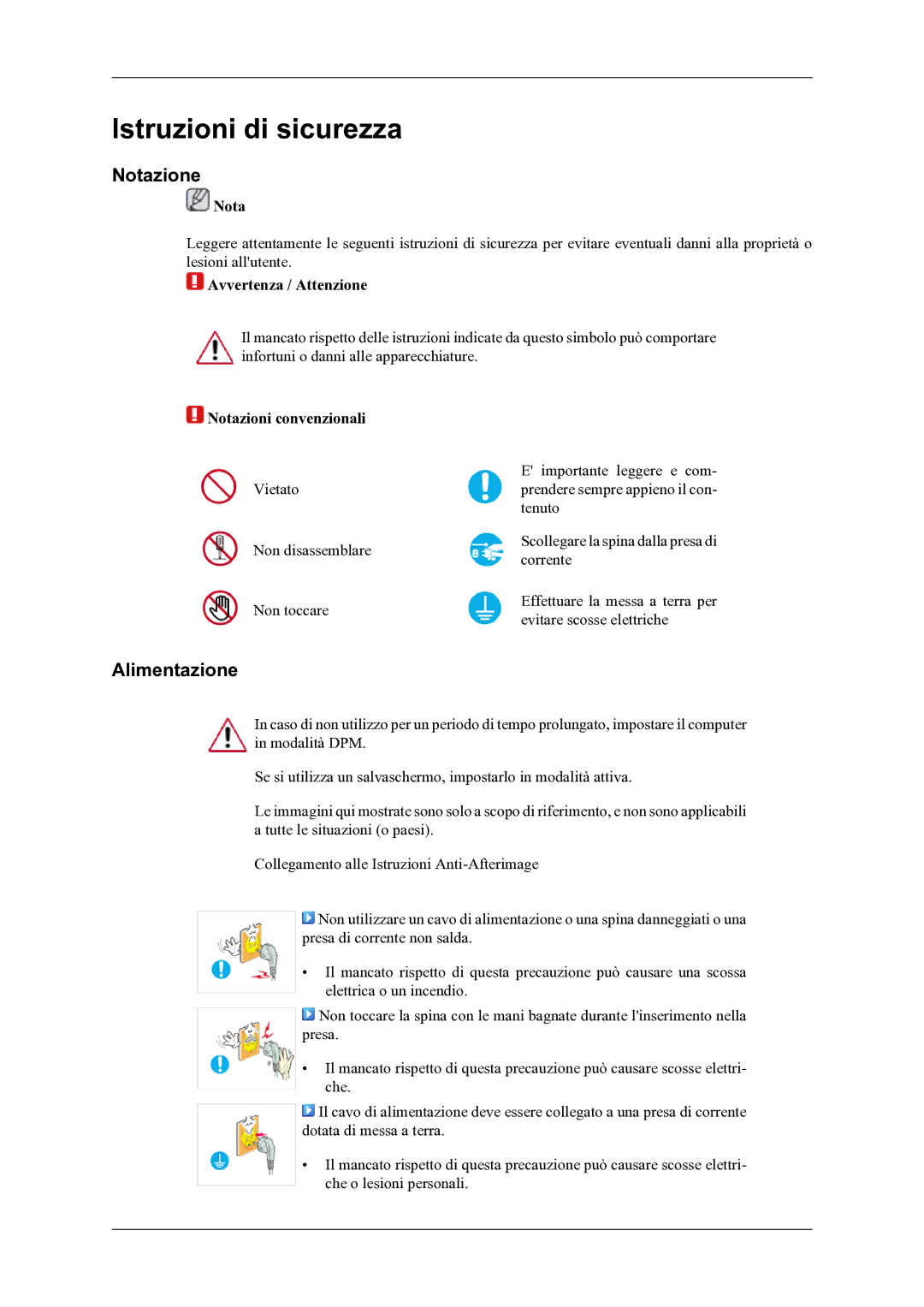 Samsung LS22LDPJFV/EN manual Notazione, Alimentazione 