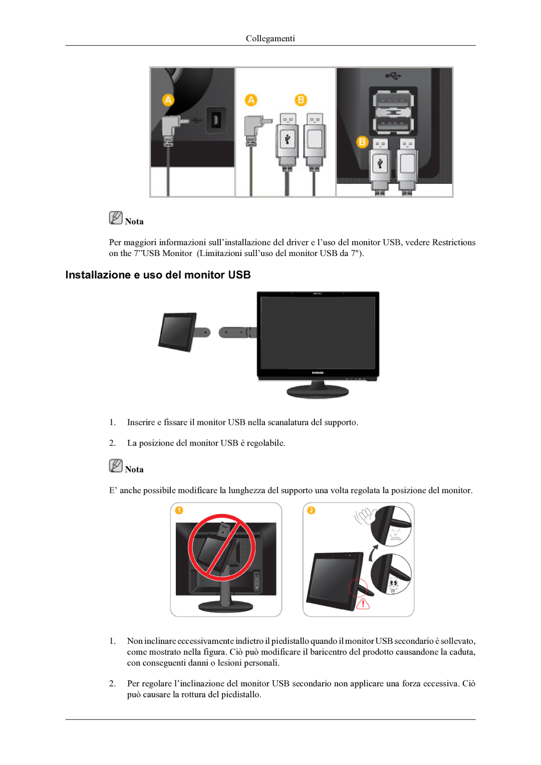 Samsung LS22LDPJFV/EN manual Installazione e uso del monitor USB 