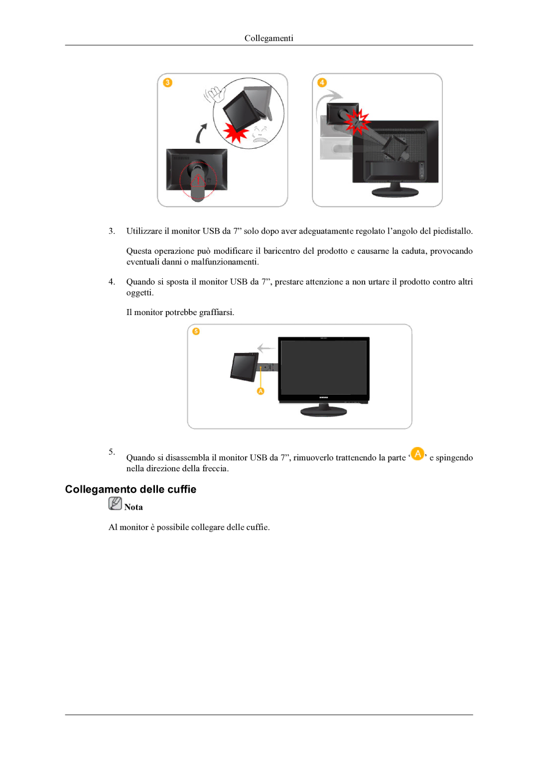 Samsung LS22LDPJFV/EN manual Collegamento delle cuffie 