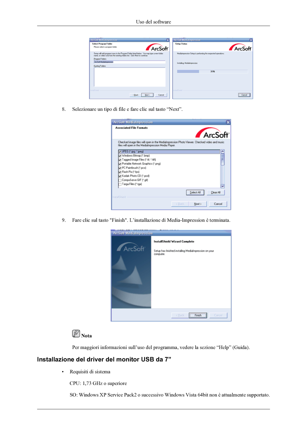 Samsung LS22LDPJFV/EN manual Installazione del driver del monitor USB da 