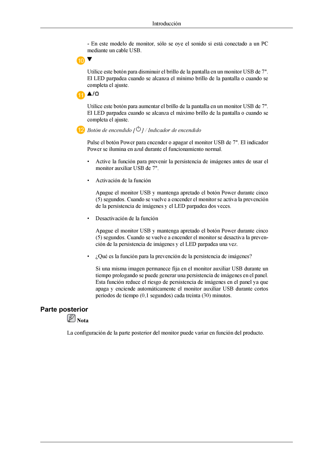 Samsung LS22LDPJFV/EN manual Parte posterior 