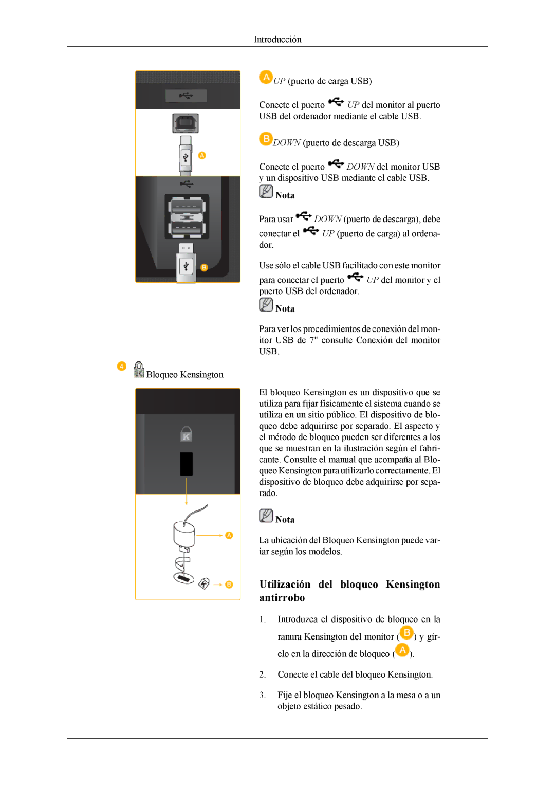 Samsung LS22LDPJFV/EN manual Utilización del bloqueo Kensington antirrobo 