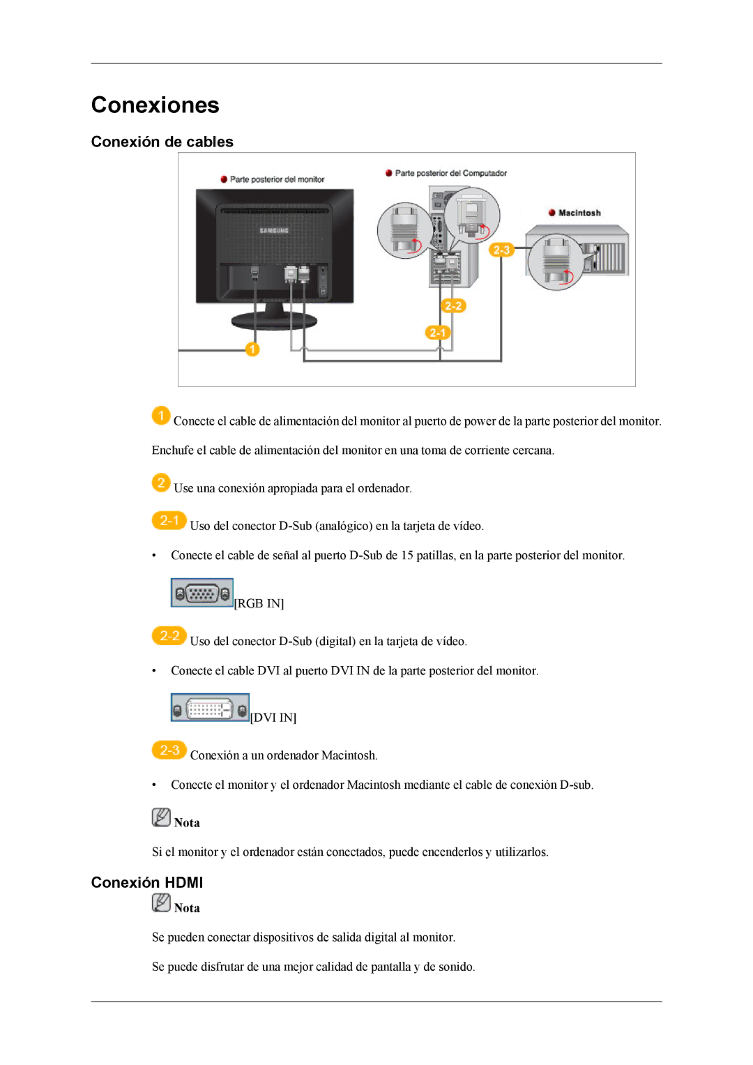 Samsung LS22LDPJFV/EN manual Conexión de cables, Conexión Hdmi 