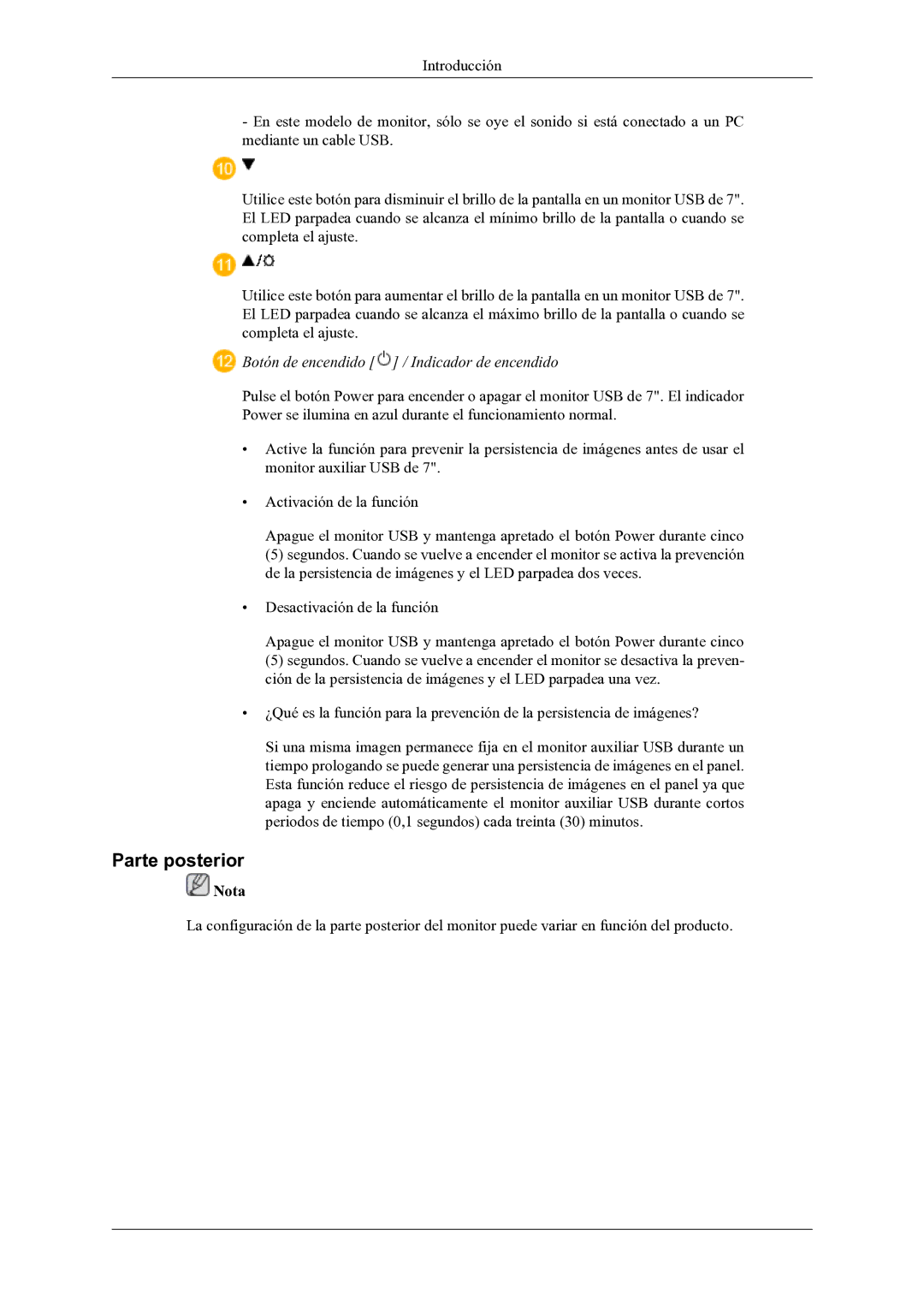 Samsung LS22LDPJFV/EN manual Parte posterior 