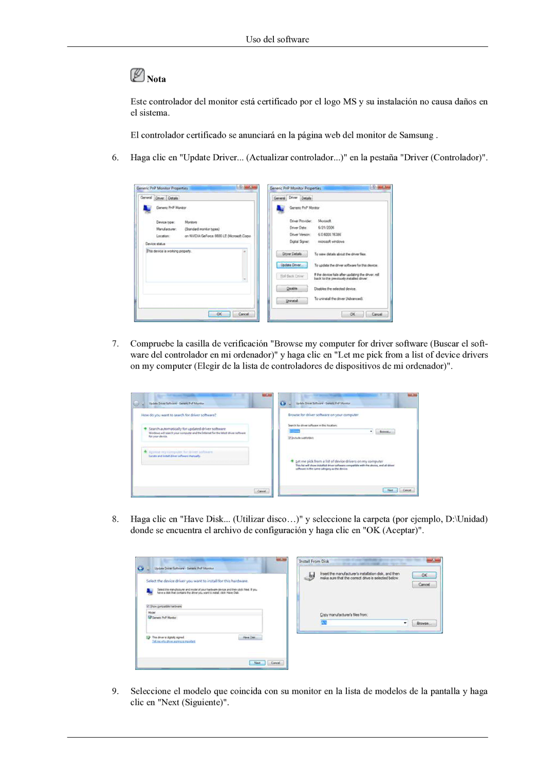 Samsung LS22LDPJFV/EN manual Uso del software 