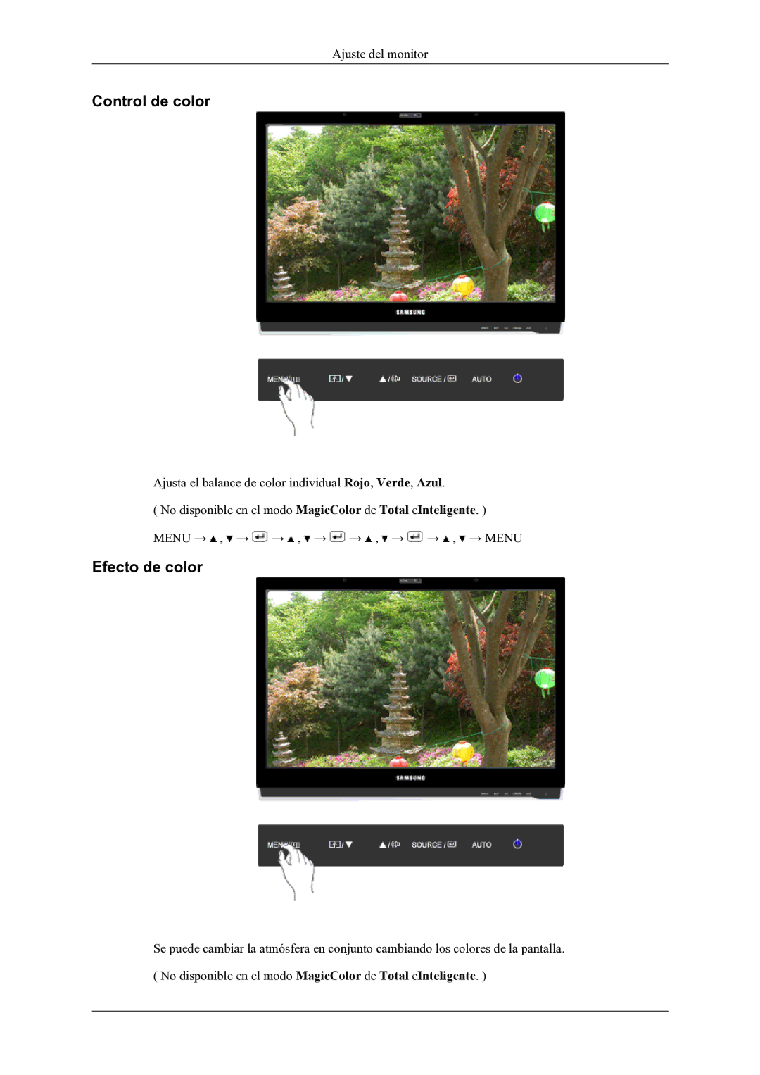 Samsung LS22LDPJFV/EN manual Control de color, Efecto de color 
