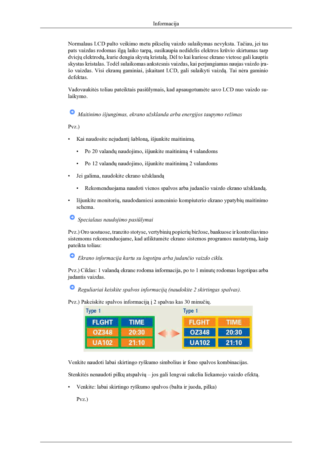 Samsung LS22LDPJFV/EN manual Specialaus naudojimo pasiūlymai 