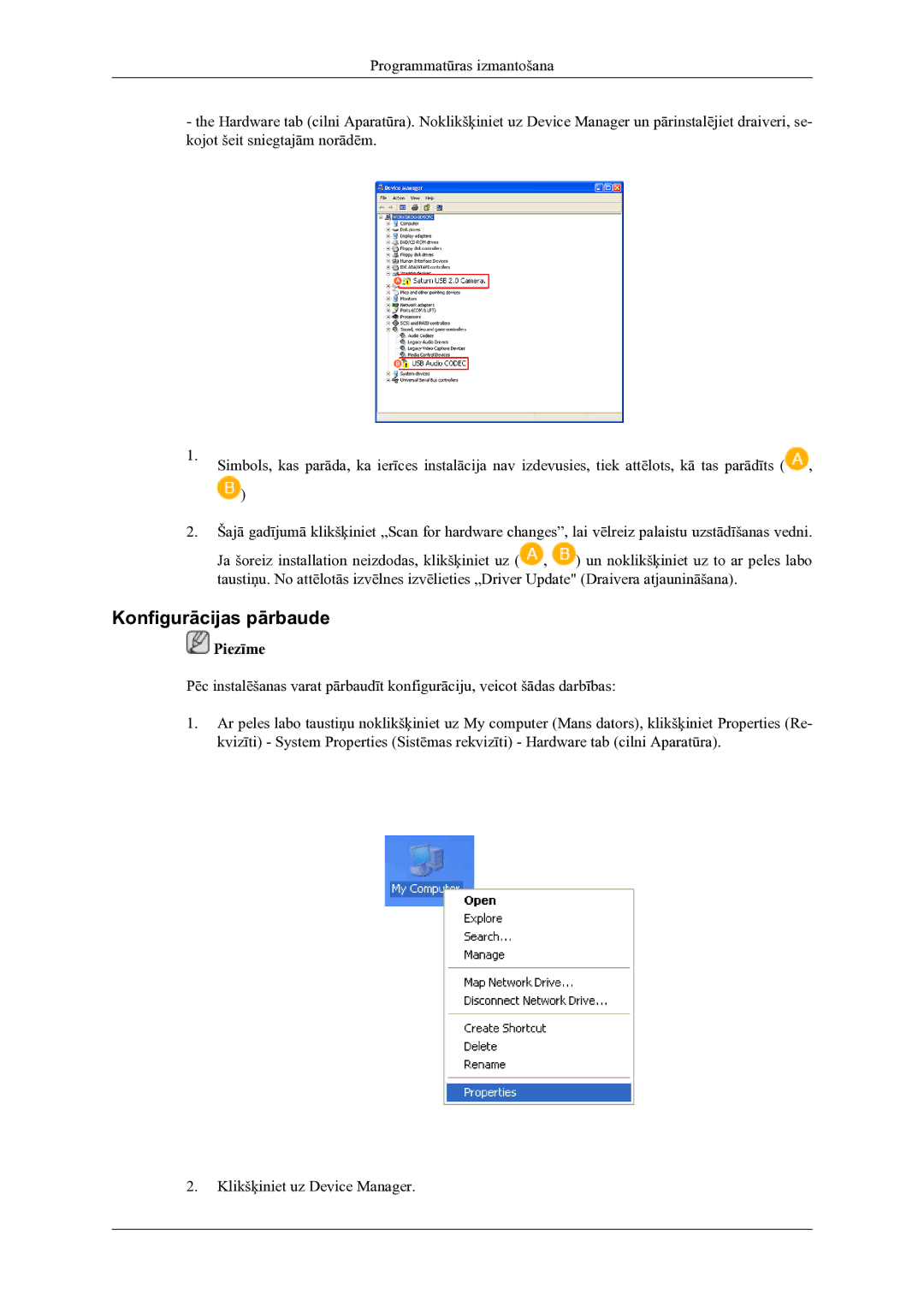 Samsung LS22LDPJFV/EN manual Konfigurācijas pārbaude 