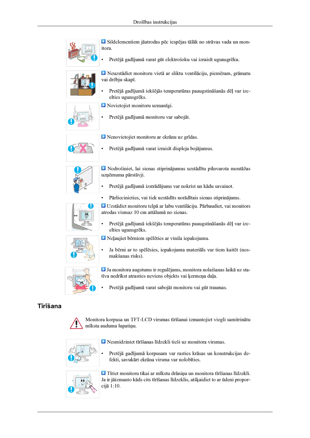 Samsung LS22LDPJFV/EN manual Tīrīšana 