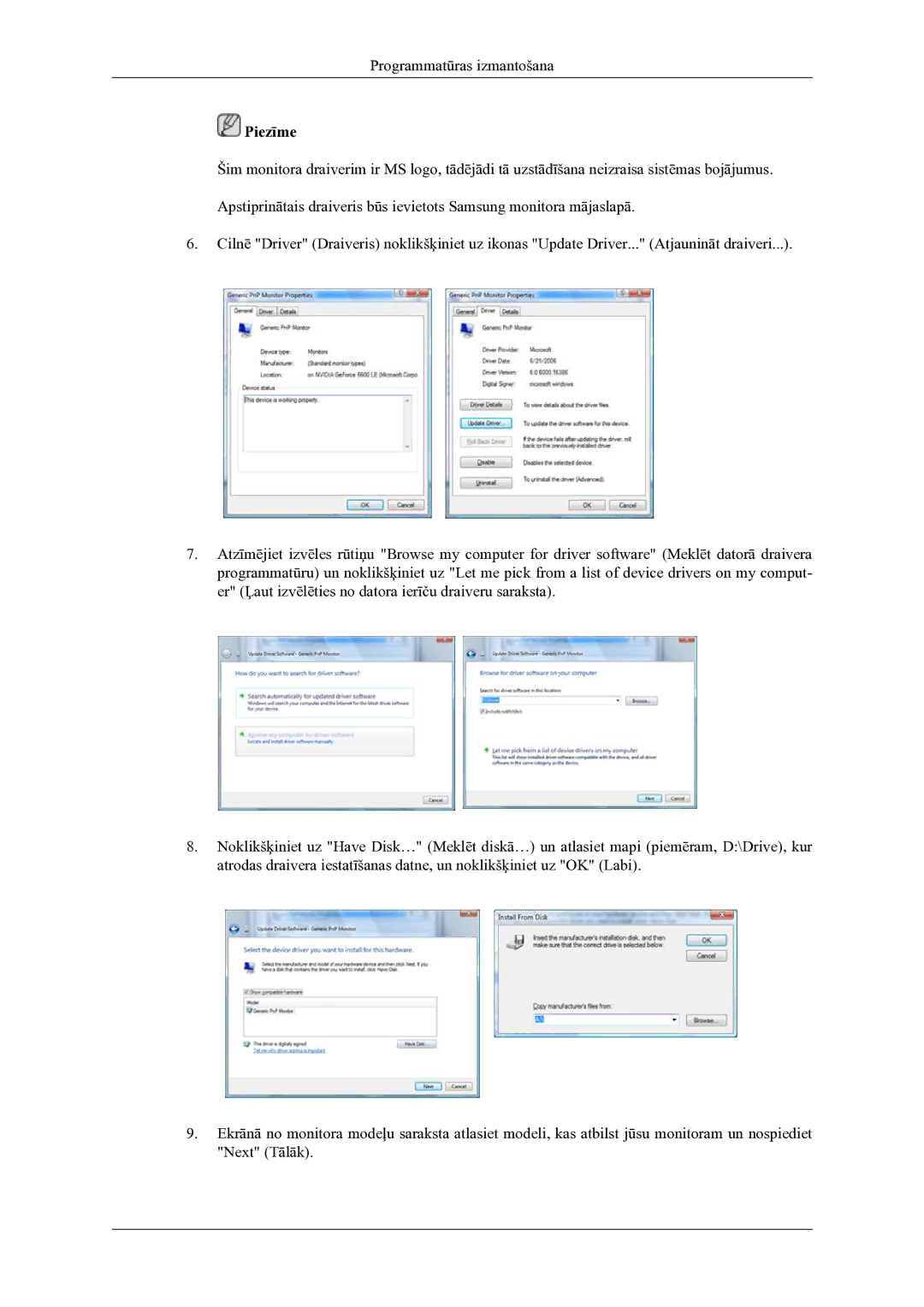 Samsung LS22LDPJFV/EN manual Programmatūras izmantošana 