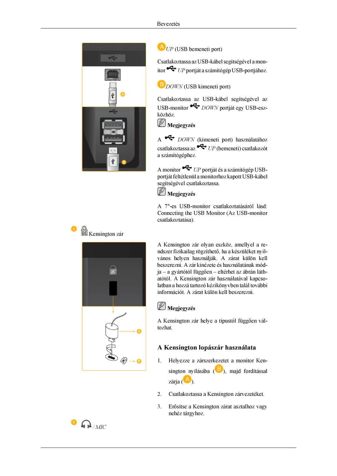 Samsung LS22LDPJFV/EN manual Kensington lopászár használata 