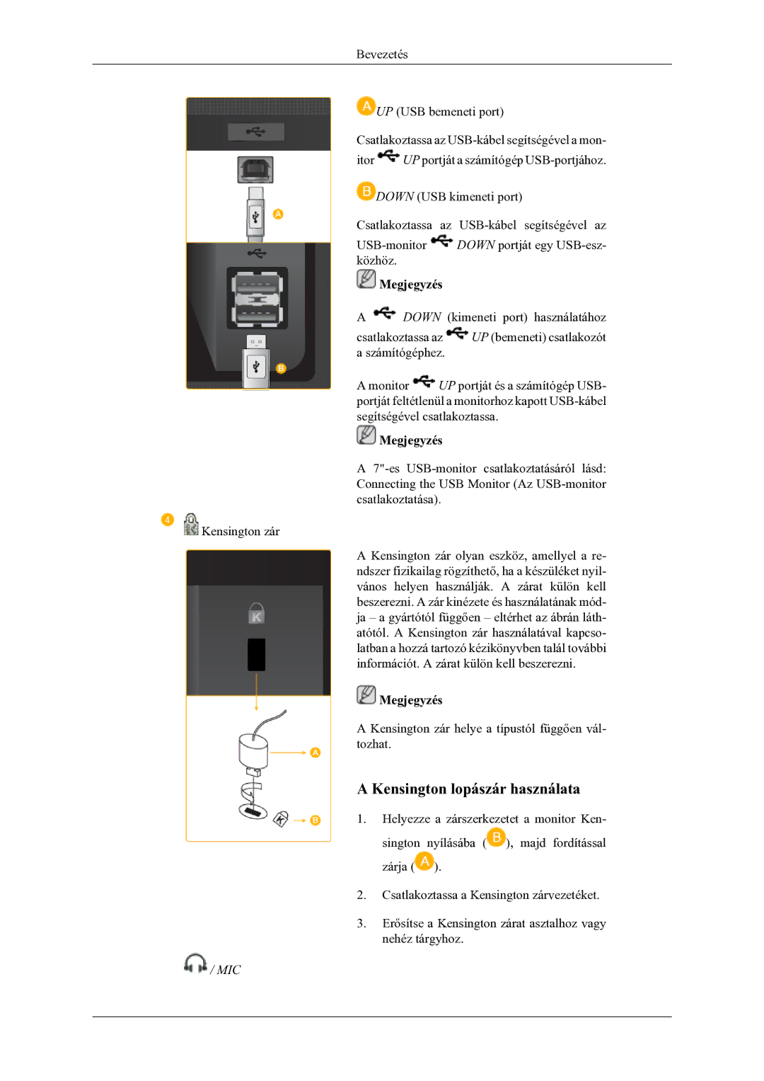 Samsung LS22LDPJFV/EN manual Kensington lopászár használata 