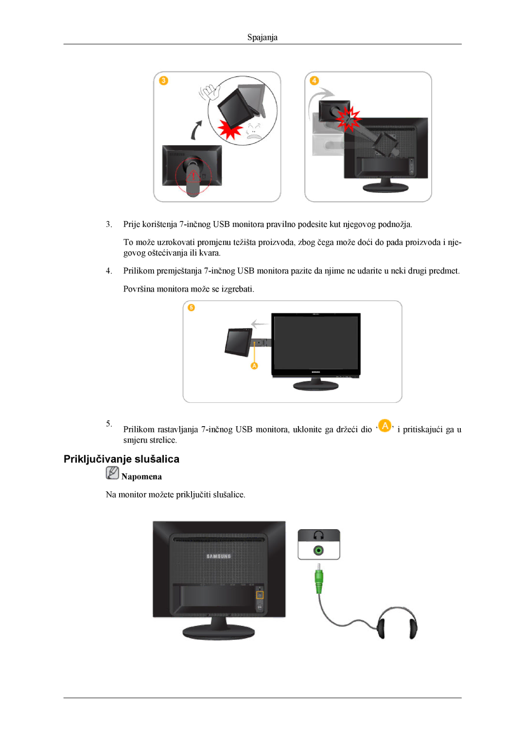 Samsung LS22LDPJFV/EN manual Priključivanje slušalica 