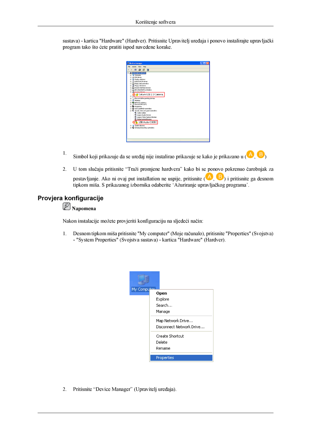 Samsung LS22LDPJFV/EN manual Provjera konfiguracije 