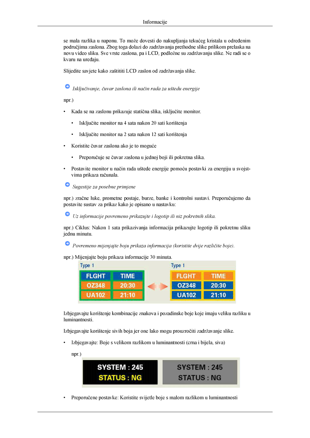 Samsung LS22LDPJFV/EN manual Sugestije za posebne primjene 