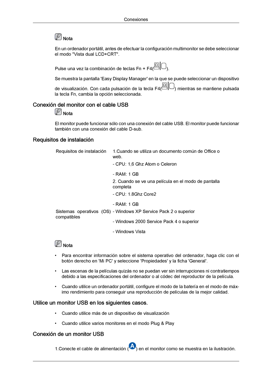 Samsung LS19LFUGF/EN, LS22LFUGFY/EN, LS22LFUGF/EN manual Conexiones 