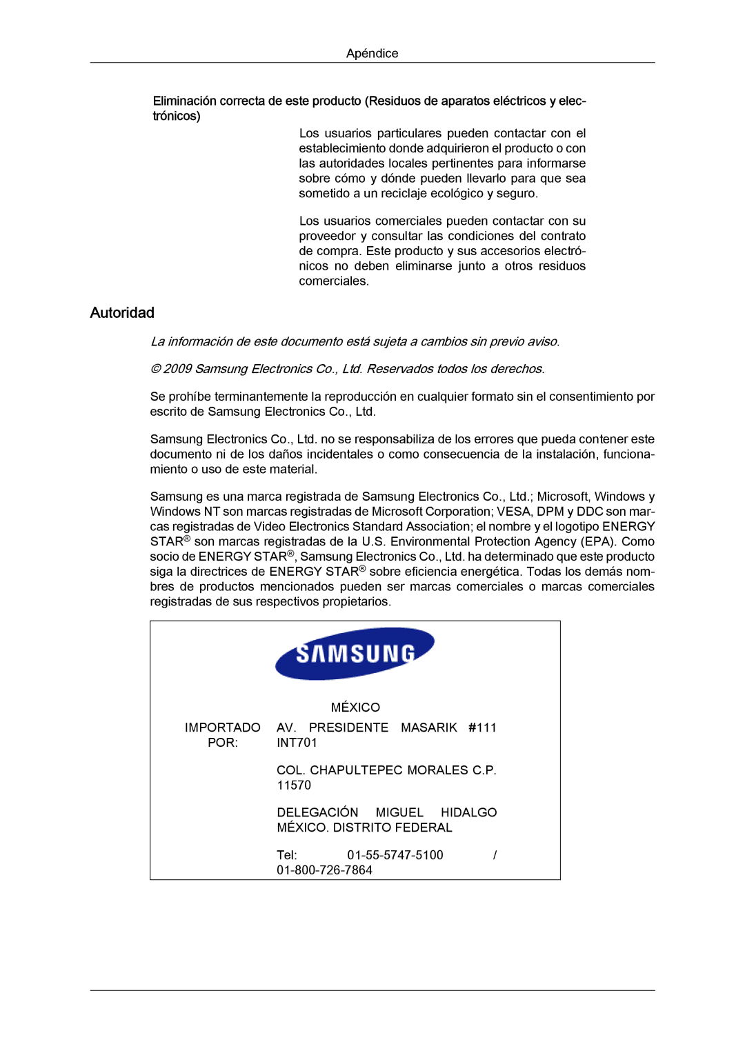 Samsung LS19LFUGF/EN, LS22LFUGFY/EN, LS22LFUGF/EN manual Autoridad 