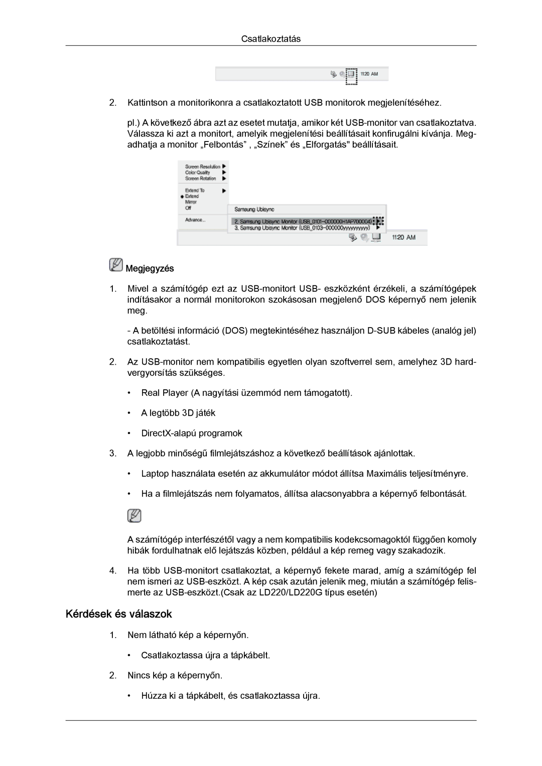 Samsung LS19LFUGF/EN, LS22LFUGFY/EN, LS22LFUGF/EN manual Kérdések és válaszok 