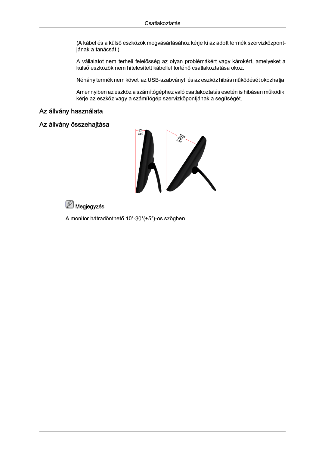 Samsung LS22LFUGF/EN, LS22LFUGFY/EN, LS19LFUGF/EN manual Az állvány használata Az állvány összehajtása 