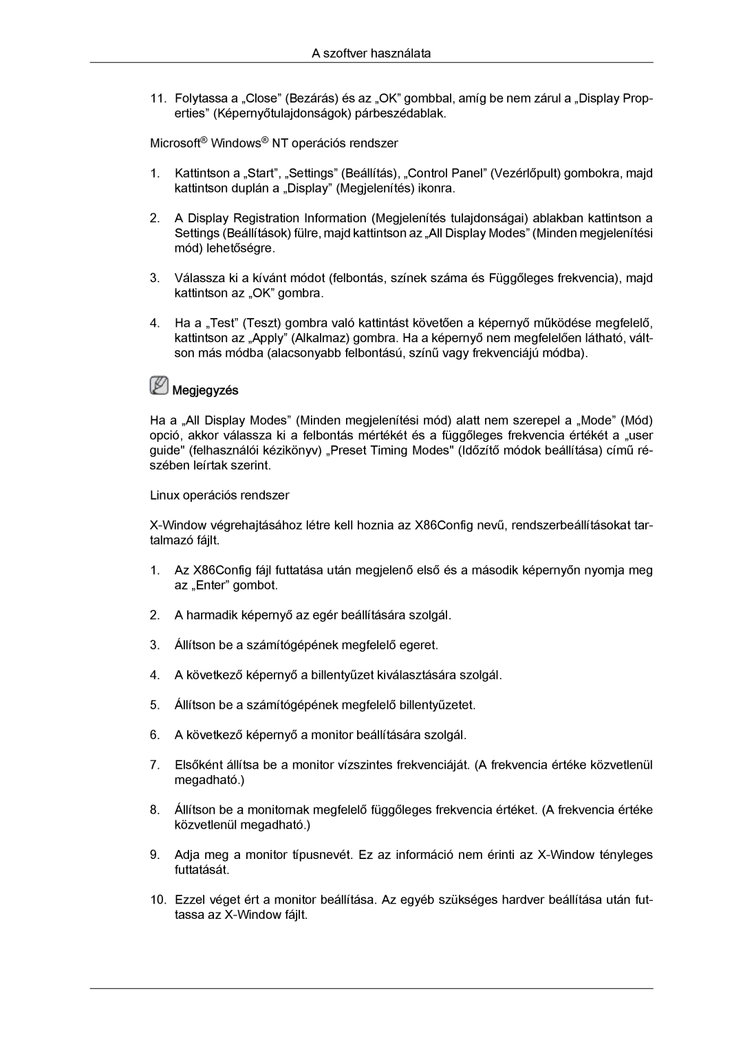 Samsung LS22LFUGF/EN, LS22LFUGFY/EN, LS19LFUGF/EN manual Megjegyzés 