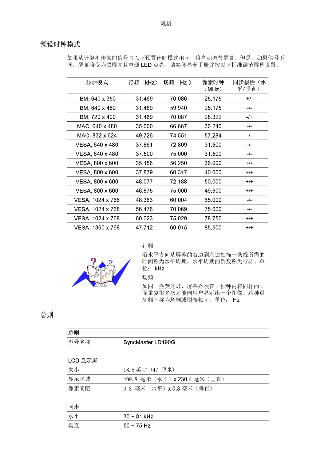 Samsung LS19LFUGF/EN, LS22LFUGFY/EN, LS22LFUGF/EN manual 预设时钟模式, （MHz ） 