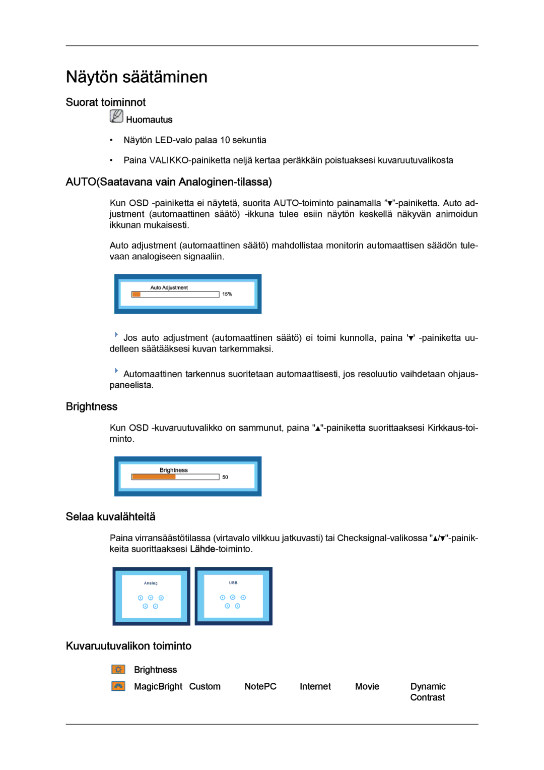 Samsung LS22LFUGFY/EN, LS22LFUGF/EN manual Näytön säätäminen 