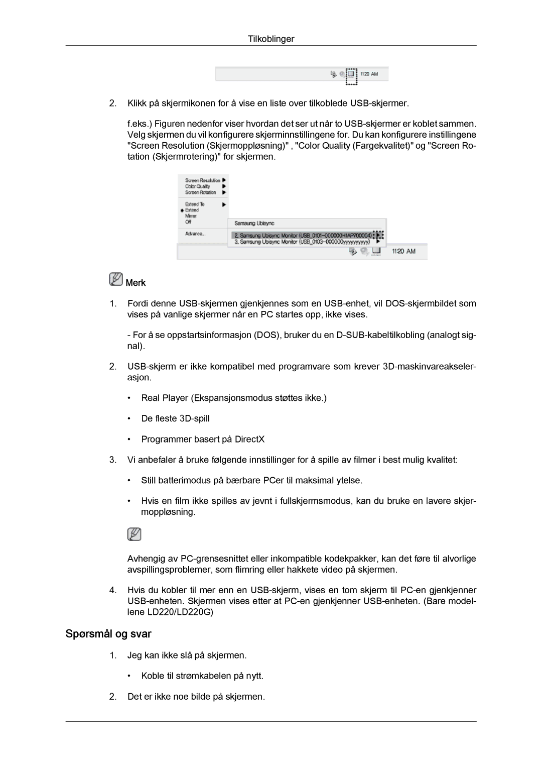 Samsung LS22LFUGFY/EN, LS22LFUGF/EN manual Spørsmål og svar 