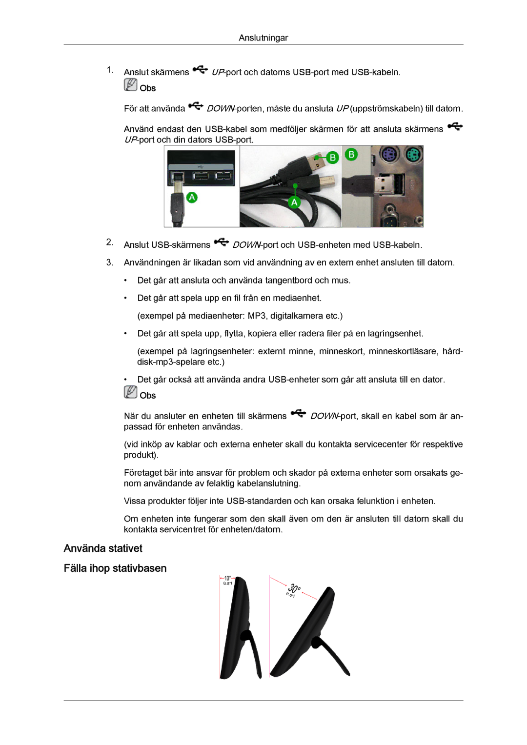 Samsung LS22LFUGF/EN, LS22LFUGFY/EN manual Använda stativet Fälla ihop stativbasen 