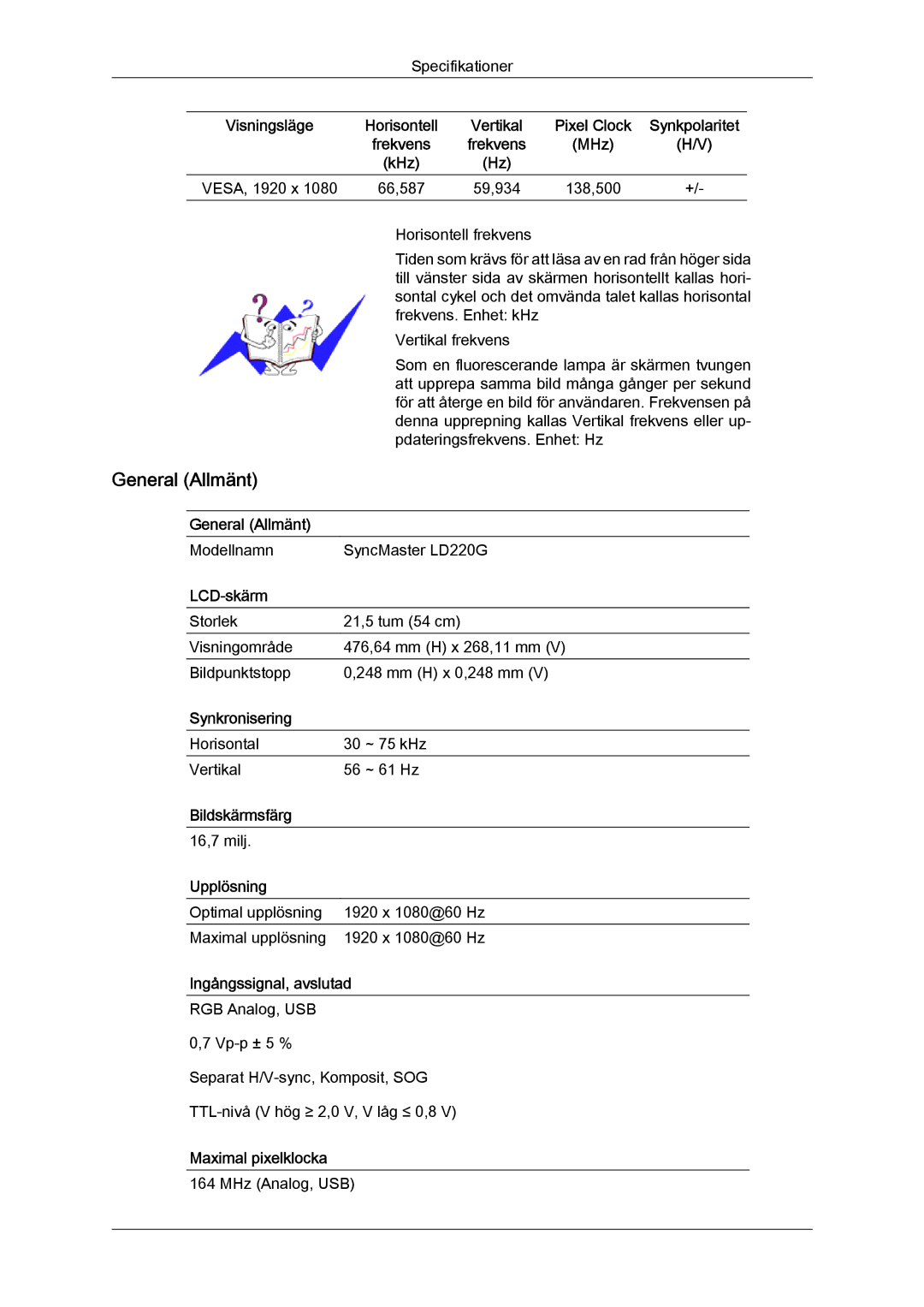 Samsung LS22LFUGF/EN, LS22LFUGFY/EN manual General Allmänt, Visningsläge 