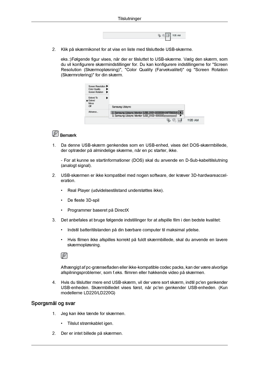 Samsung LS22LFUGFY/EN, LS22LFUGF/EN manual Spørgsmål og svar 