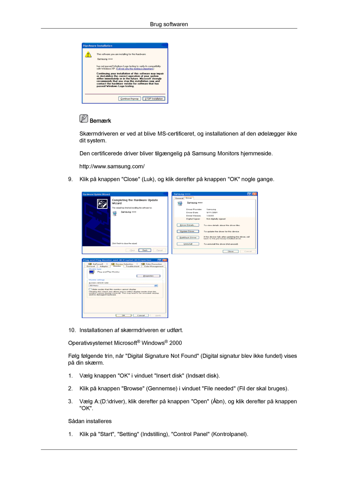 Samsung LS22LFUGF/EN, LS22LFUGFY/EN manual Bemærk 