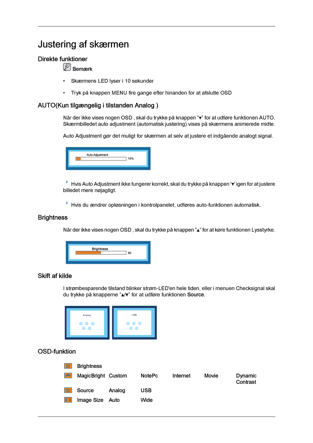 Samsung LS22LFUGFY/EN, LS22LFUGF/EN manual Justering af skærmen 