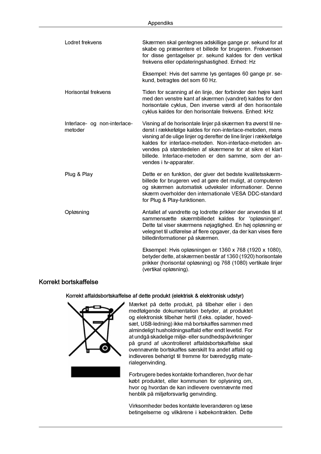 Samsung LS22LFUGFY/EN, LS22LFUGF/EN manual Korrekt bortskaffelse 