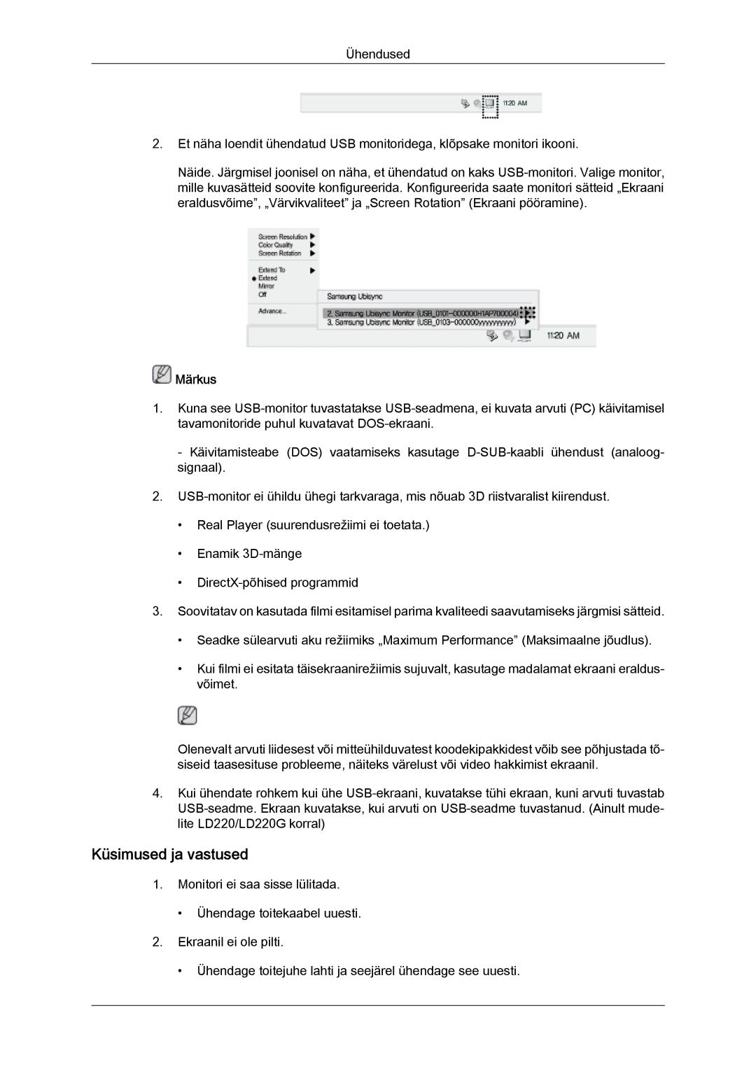 Samsung LS22LFUGF/EN, LS22LFUGFY/EN manual Küsimused ja vastused 