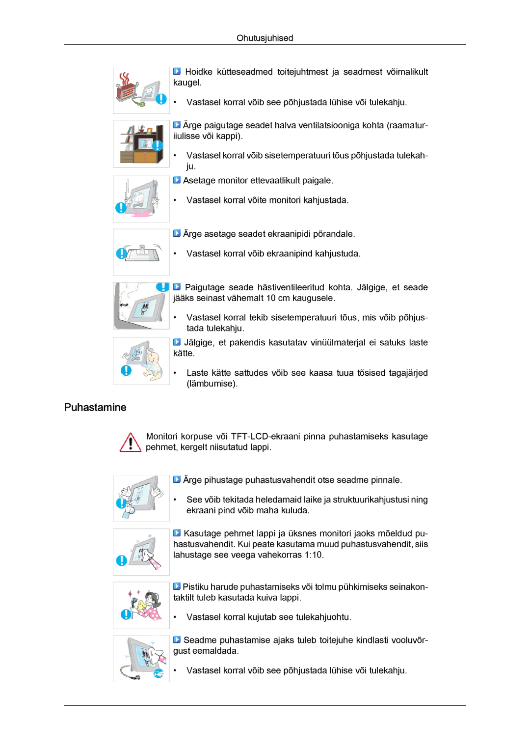 Samsung LS22LFUGFY/EN, LS22LFUGF/EN manual Puhastamine 