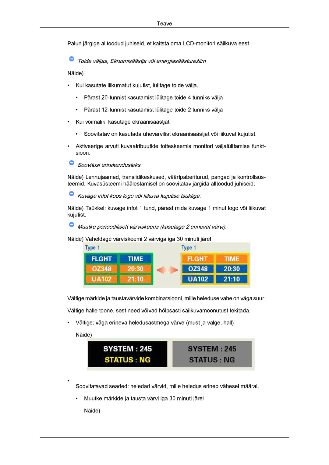 Samsung LS22LFUGF/EN, LS22LFUGFY/EN manual Kuvage infot koos logo või liikuva kujutise tsükliga 