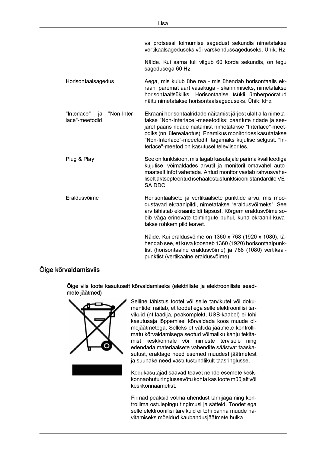 Samsung LS22LFUGF/EN, LS22LFUGFY/EN manual Õige kõrvaldamisviis, Sa Ddc 