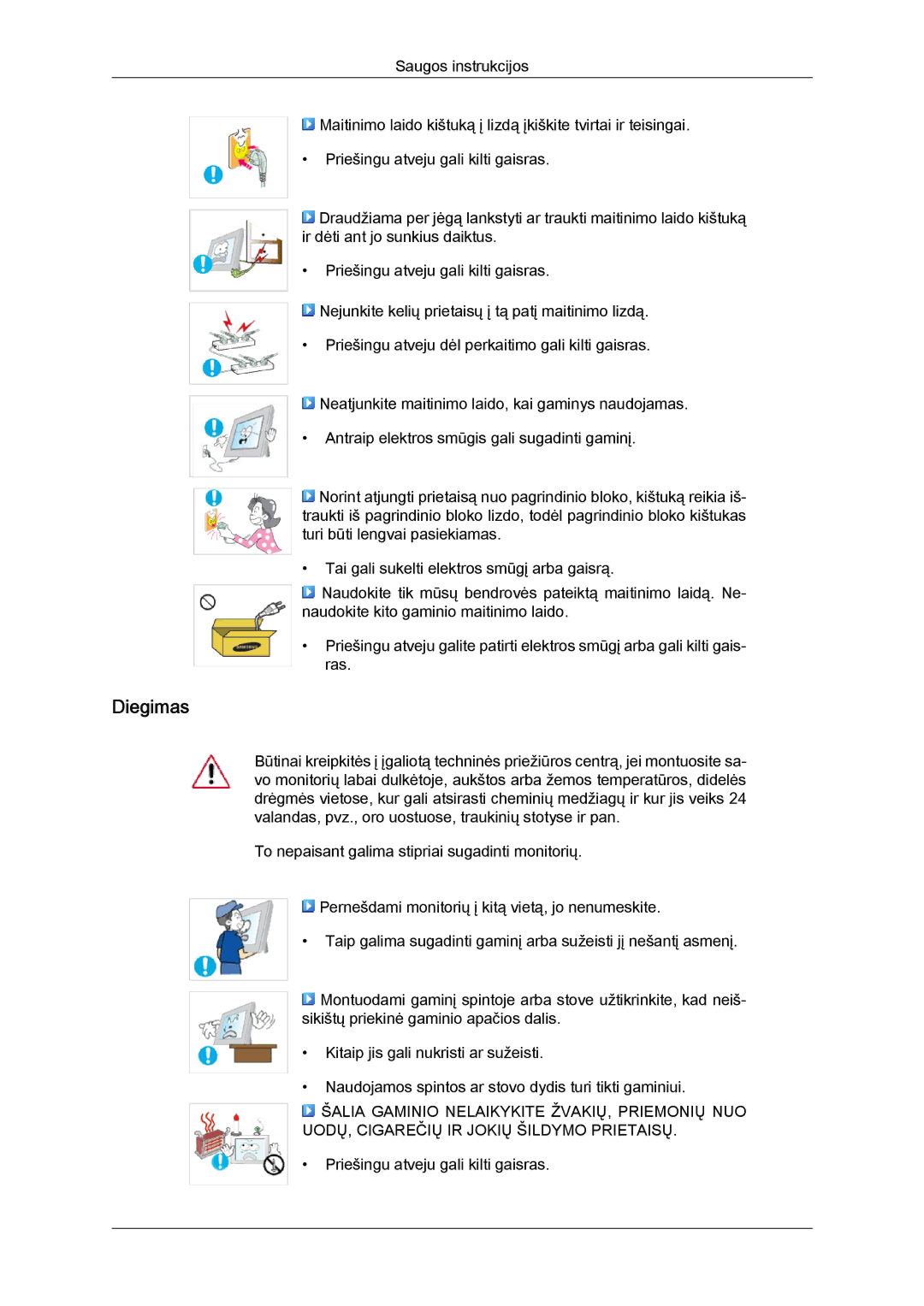 Samsung LS22LFUGF/EN, LS22LFUGFY/EN manual Diegimas 