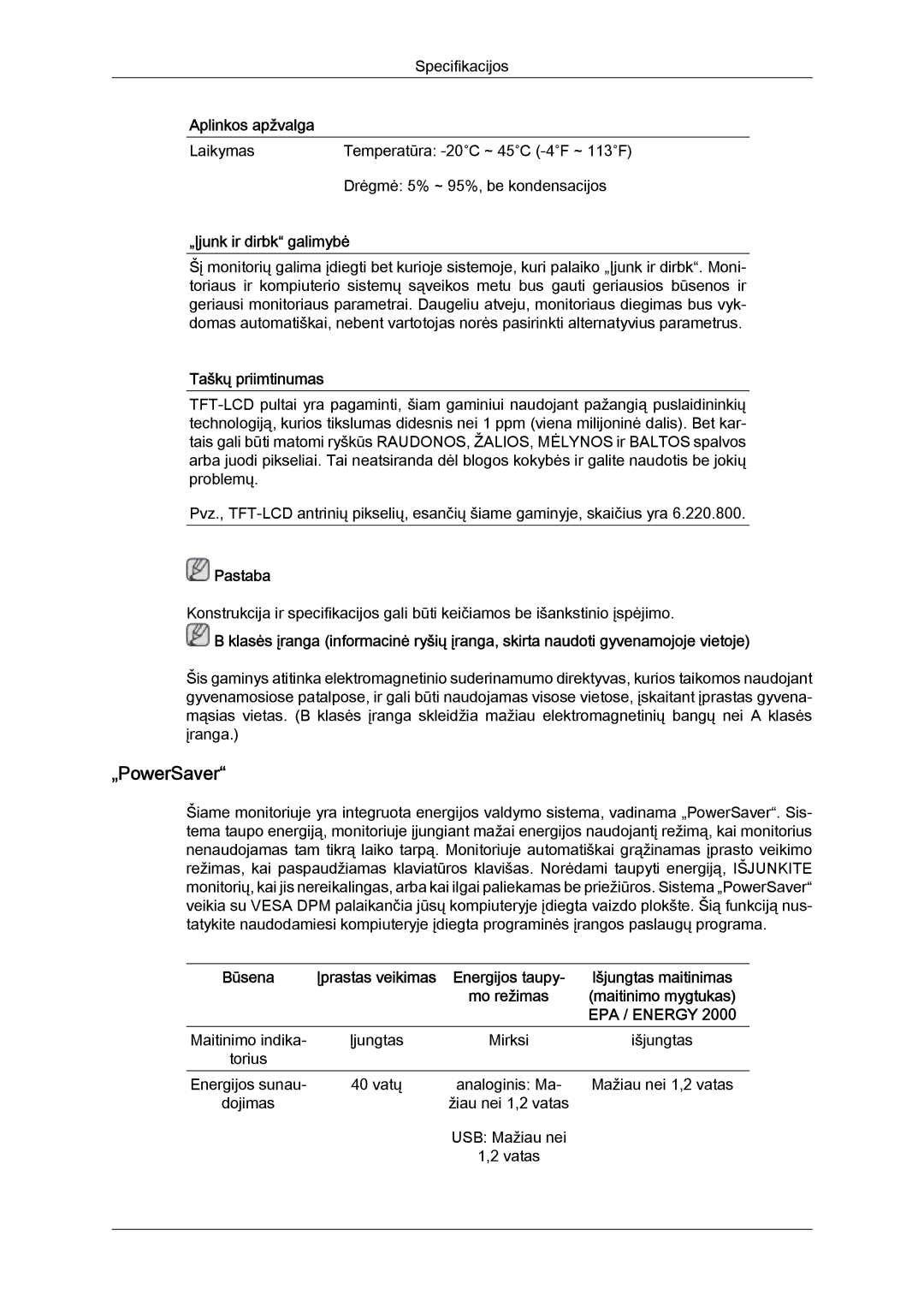 Samsung LS22LFUGF/EN, LS22LFUGFY/EN manual „PowerSaver 