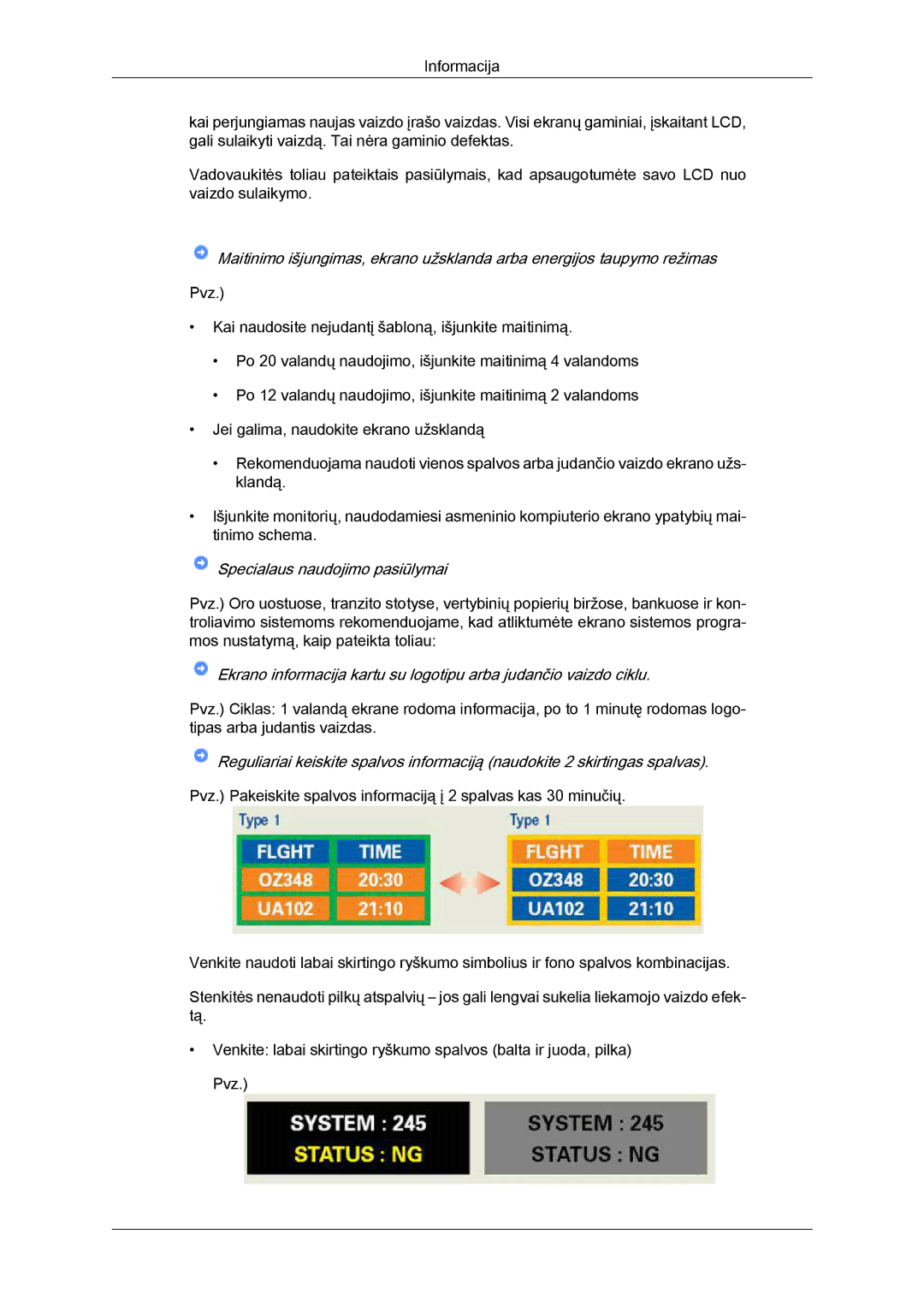 Samsung LS22LFUGF/EN, LS22LFUGFY/EN manual Specialaus naudojimo pasiūlymai 