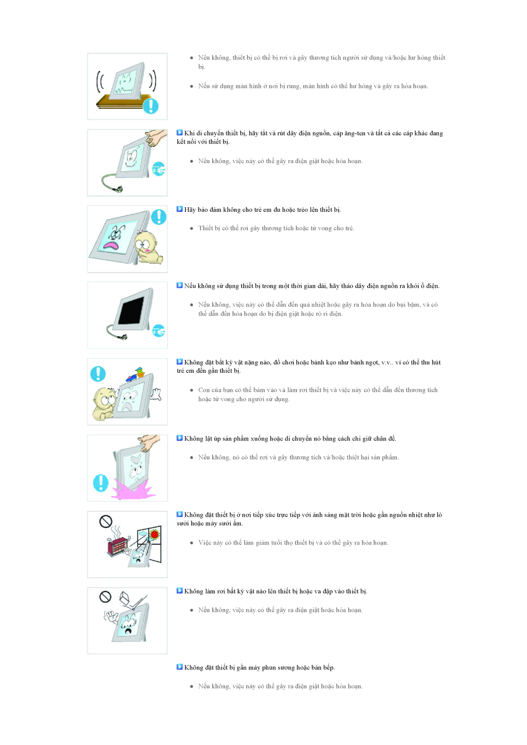 Samsung LS22LFUGFZ/XT, LS19LFUGFZMXV manual Thiết bị có thể rơi gây thương tích hoặc tử vong cho trẻ 