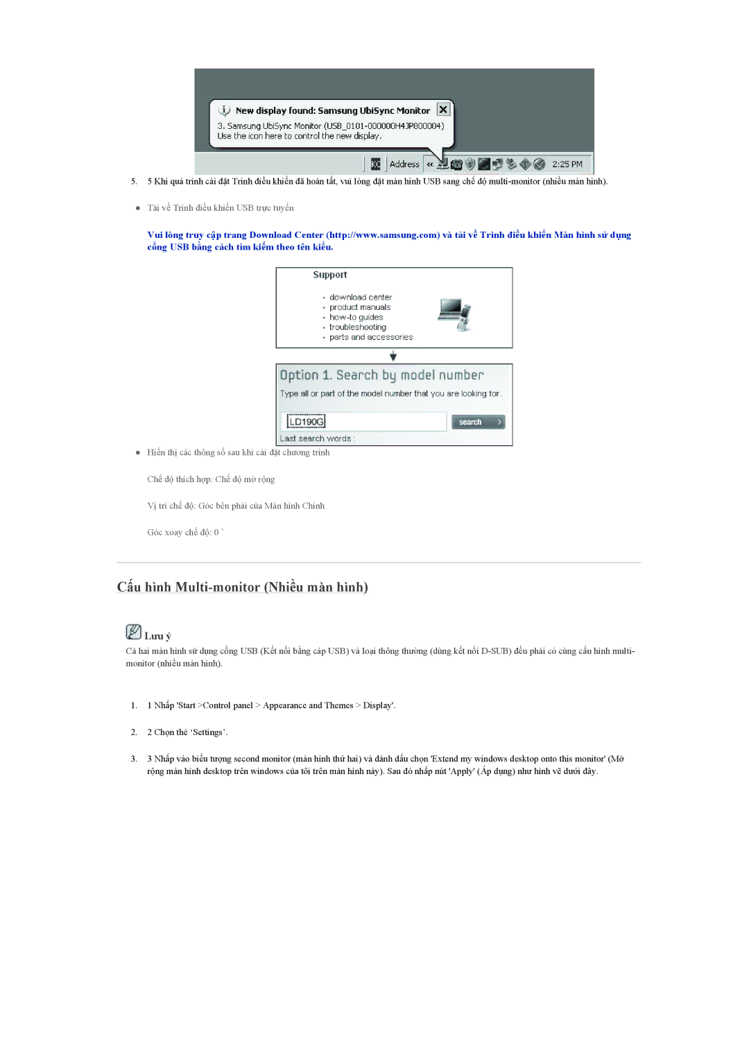 Samsung LS19LFUGFZMXV, LS22LFUGFZ/XT manual Cấu hình Multi-monitor Nhiều màn hình 