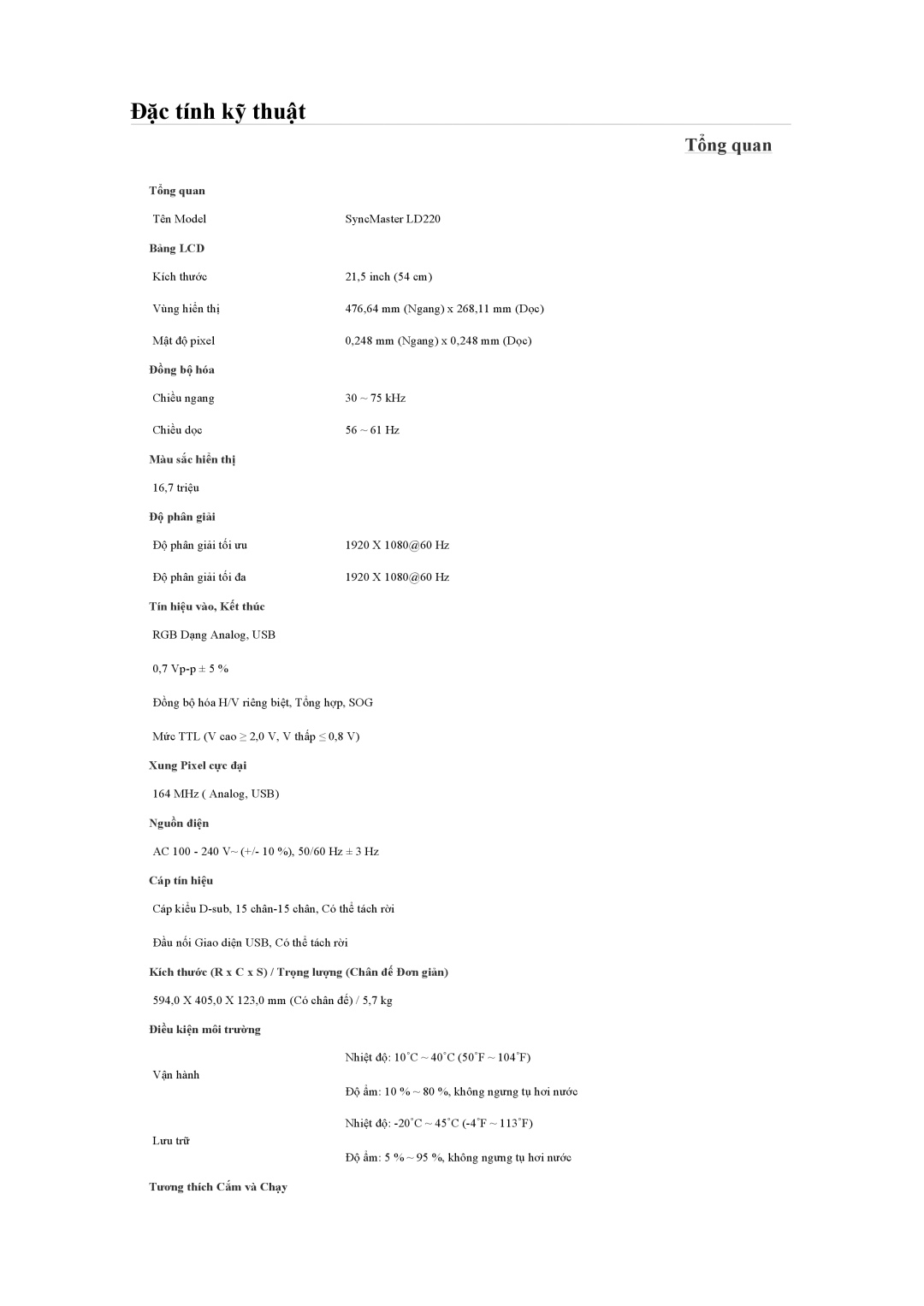 Samsung LS22LFUGFZ/XT, LS19LFUGFZMXV manual Tên Model SyncMaster LD220 