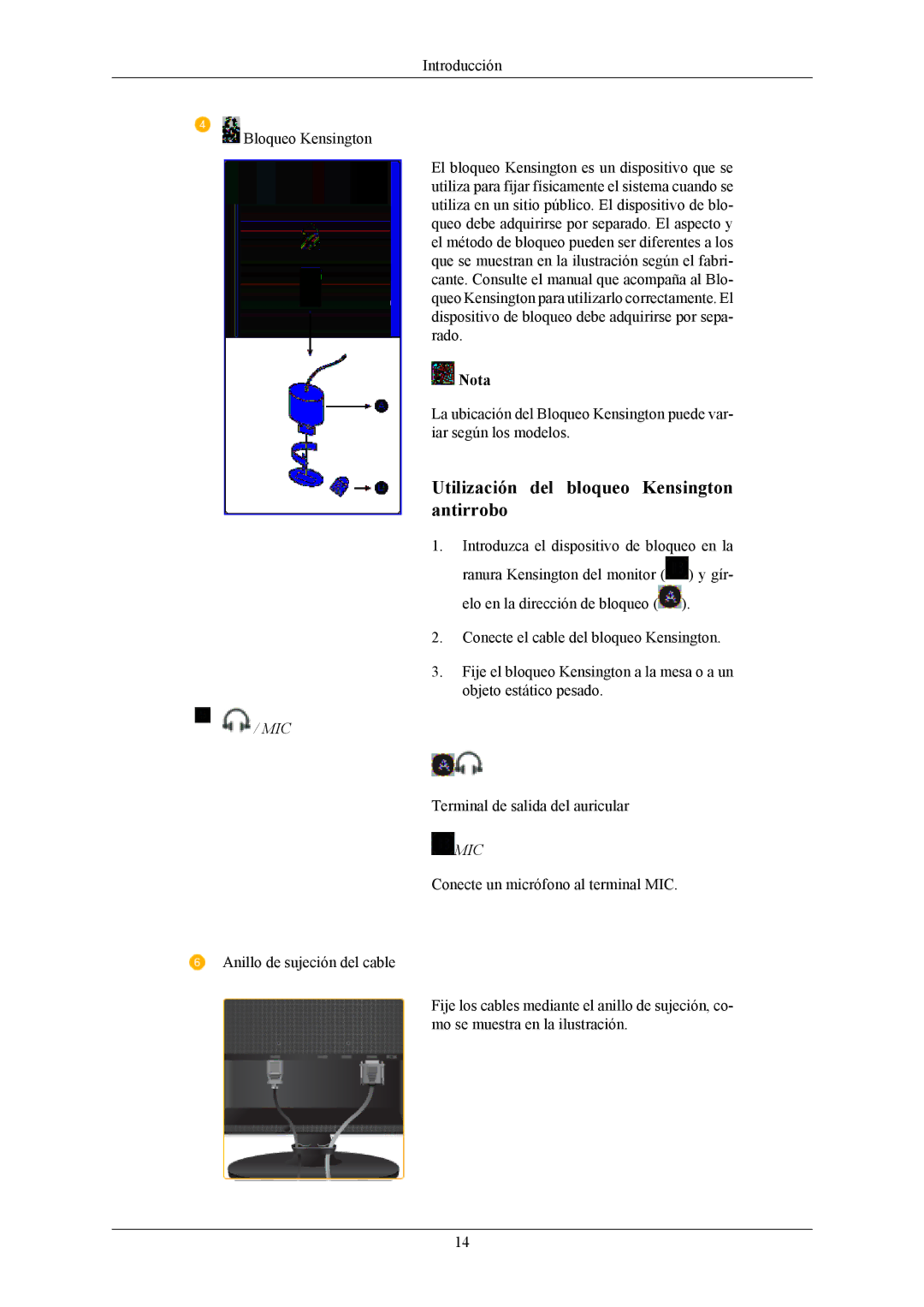 Samsung LS22LIUJFV/EDC, LS22LIUJFV/EN manual Utilización del bloqueo Kensington antirrobo 