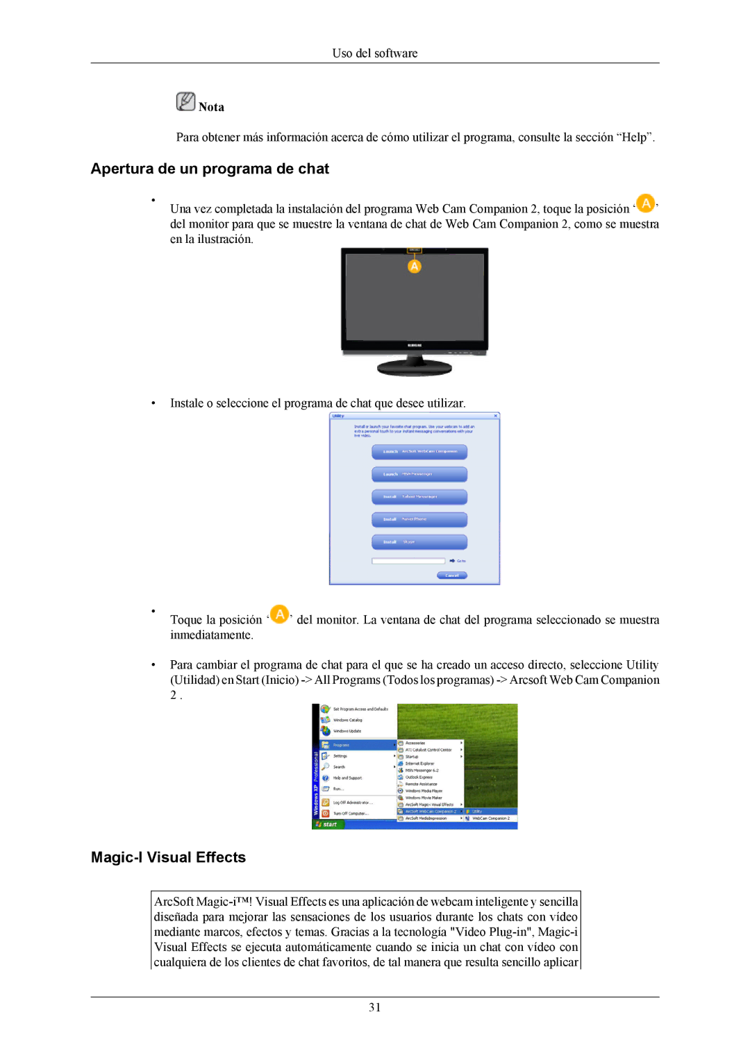 Samsung LS22LIUJFV/EN, LS22LIUJFV/EDC manual Apertura de un programa de chat, Magic-I Visual Effects 