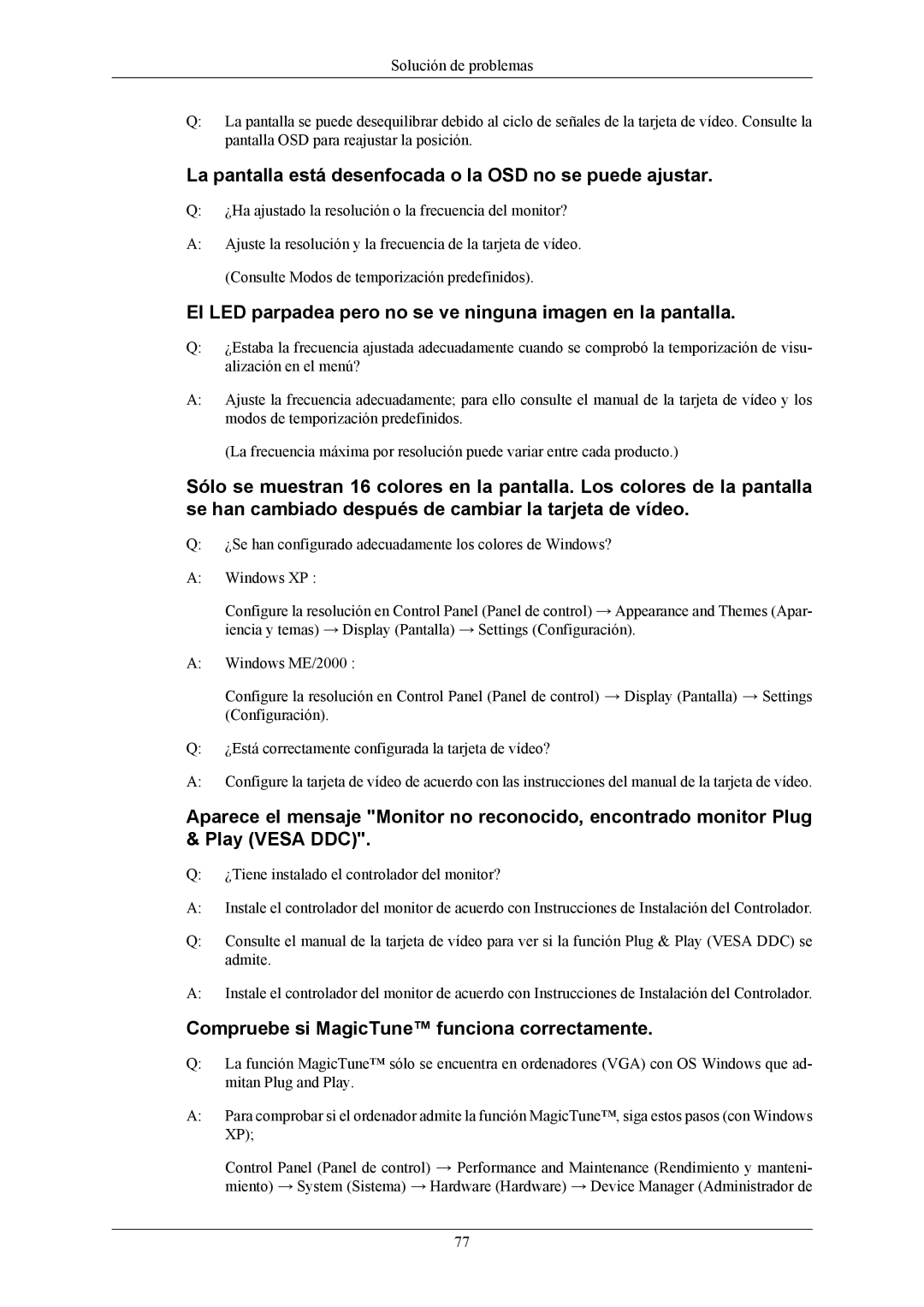 Samsung LS22LIUJFV/EN, LS22LIUJFV/EDC manual La pantalla está desenfocada o la OSD no se puede ajustar 