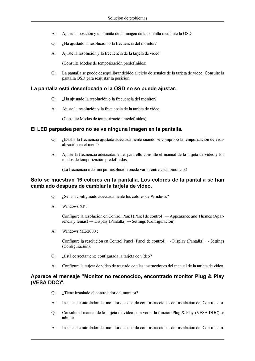 Samsung LS22LIUJFV/EDC, LS22LIUJFV/EN manual La pantalla está desenfocada o la OSD no se puede ajustar 