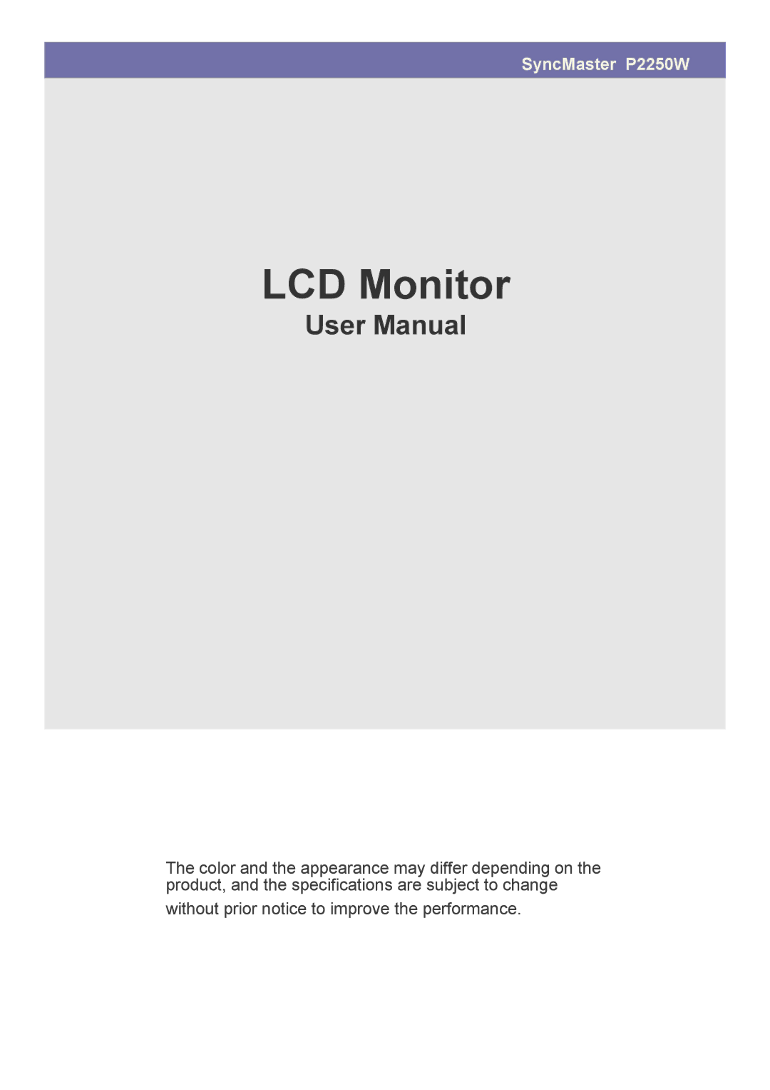 Samsung LS22LRKKUV/CH, LS22LRKKUV/EN manual LCD Monitor 